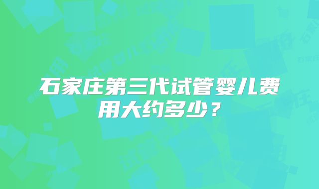 石家庄第三代试管婴儿费用大约多少?