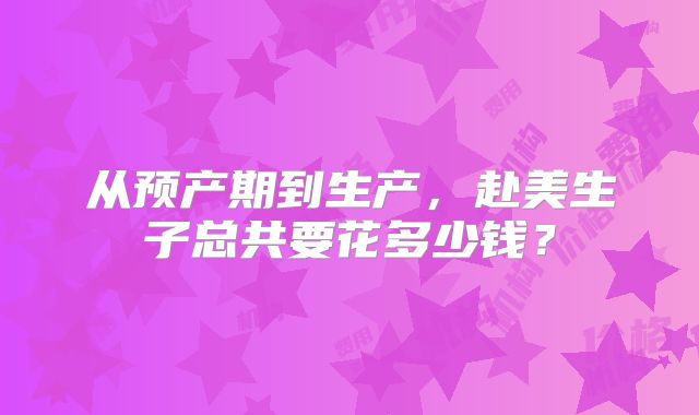 从预产期到生产，赴美生子总共要花多少钱？