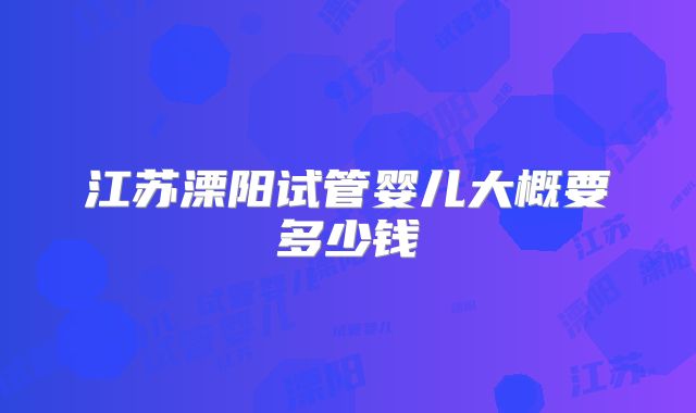 江苏溧阳试管婴儿大概要多少钱