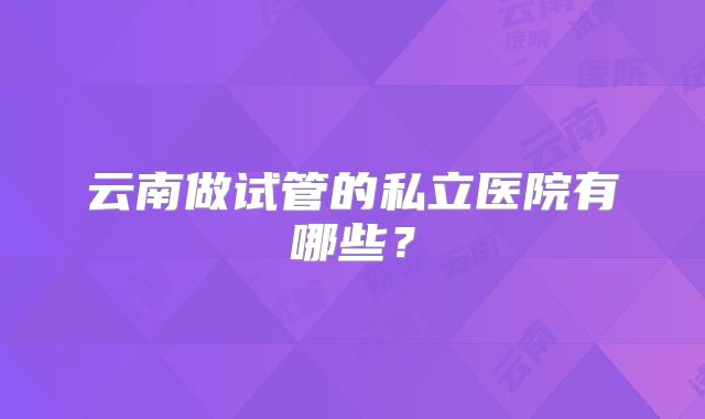 云南做试管的私立医院有哪些？