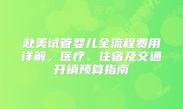 赴美试管婴儿全流程费用详解，医疗、住宿及交通开销预算指南