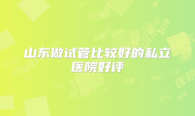 山东做试管比较好的私立医院好评
