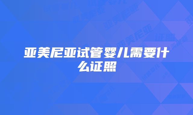 亚美尼亚试管婴儿需要什么证照