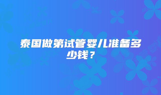 泰国做第试管婴儿准备多少钱?