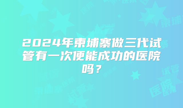 2024年柬埔寨做三代试管有一次便能成功的医院吗?