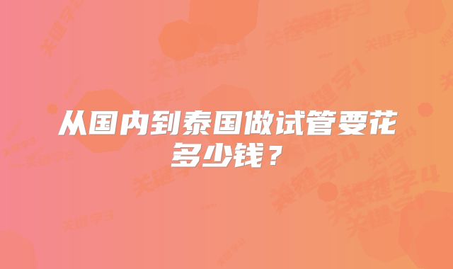 从国内到泰国做试管要花多少钱？
