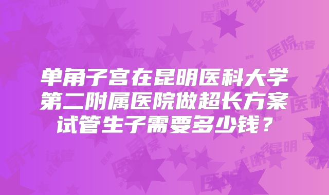 单角子宫在昆明医科大学第二附属医院做超长方案试管生子需要多少钱？