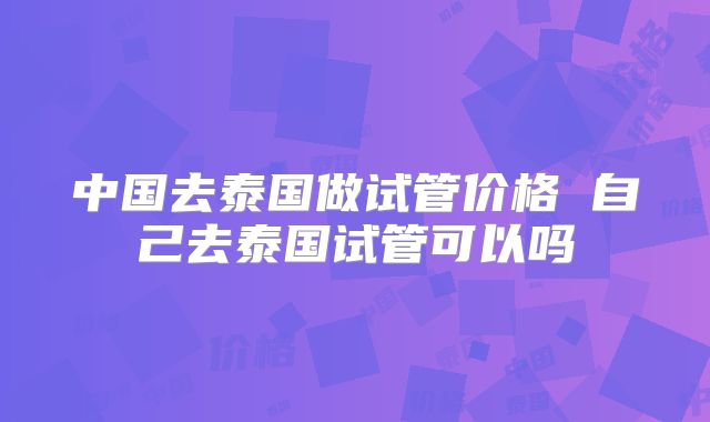 中国去泰国做试管价格 自己去泰国试管可以吗