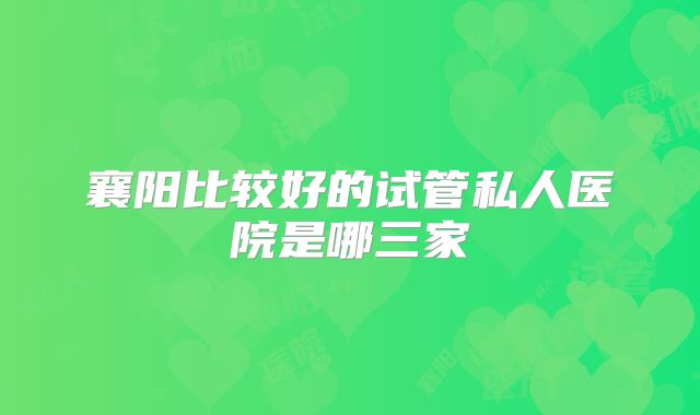 襄阳比较好的试管私人医院是哪三家