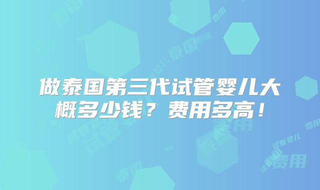 做泰国第三代试管婴儿大概多少钱？费用多高！