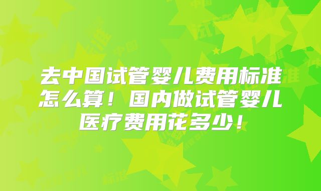 去中国试管婴儿费用标准怎么算!国内做试管婴儿医疗费用花多少!