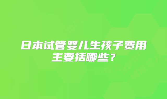 日本试管婴儿生孩子费用主要括哪些?