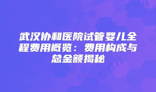 武汉协和医院试管婴儿全程费用概览：费用构成与总金额揭秘