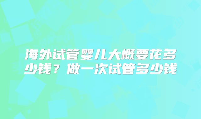 海外试管婴儿大概要花多少钱？做一次试管多少钱