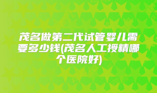 茂名做第二代试管婴儿需要多少钱(茂名人工授精哪个医院好)