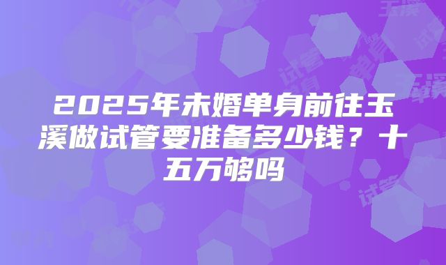 2025年未婚单身前往玉溪做试管要准备多少钱?十五万够吗