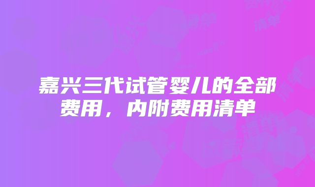 嘉兴三代试管婴儿的全部费用,内附费用清单