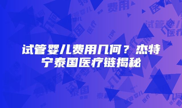 试管婴儿费用几何?杰特宁泰国医疗链揭秘