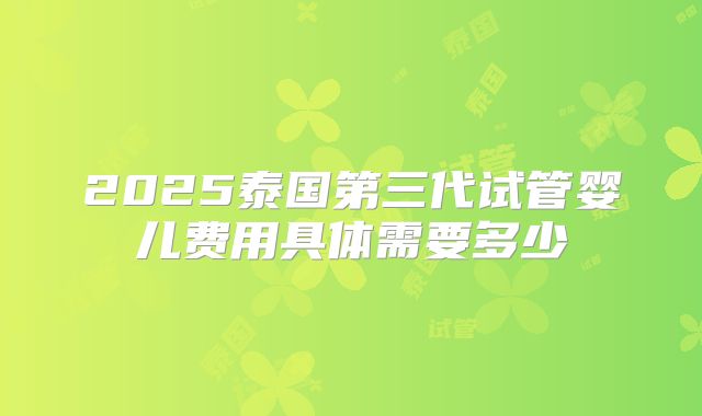 2025泰国第三代试管婴儿费用具体需要多少