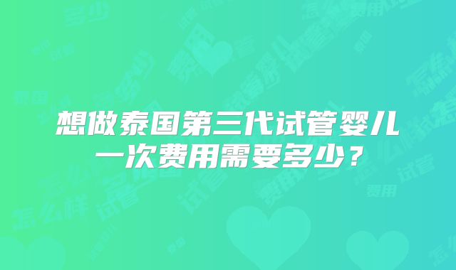 想做泰国第三代试管婴儿一次费用需要多少?