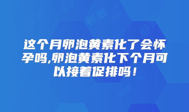 这个月卵泡黄素化了会怀孕吗,卵泡黄素化下个月可以接着促排吗!
