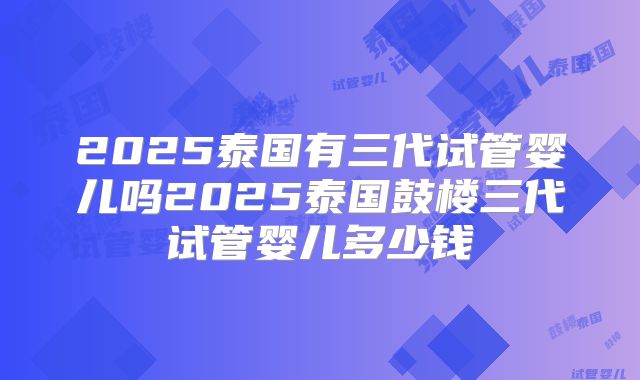 2025泰国有三代试管婴儿吗2025泰国鼓楼三代试管婴儿多少钱