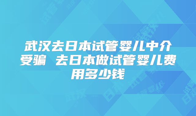 武汉去日本试管婴儿中介受骗 去日本做试管婴儿费用多少钱