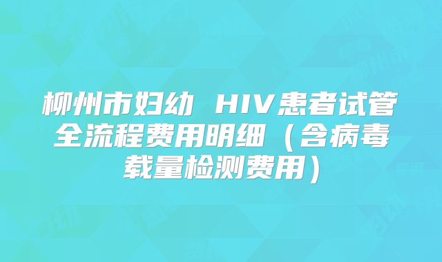 柳州市妇幼 HIV患者试管全流程费用明细（含病毒载量检测费用）