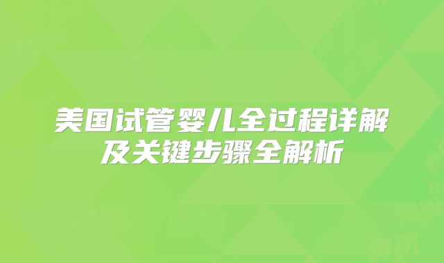 美国试管婴儿全过程详解及关键步骤全解析