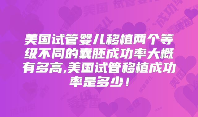 美国试管婴儿移植两个等级不同的囊胚成功率大概有多高,美国试管移植成功率是多少！