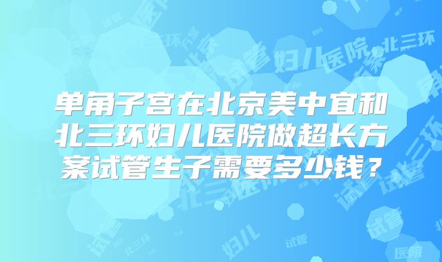 单角子宫在北京美中宜和北三环妇儿医院做超长方案试管生子需要多少钱？