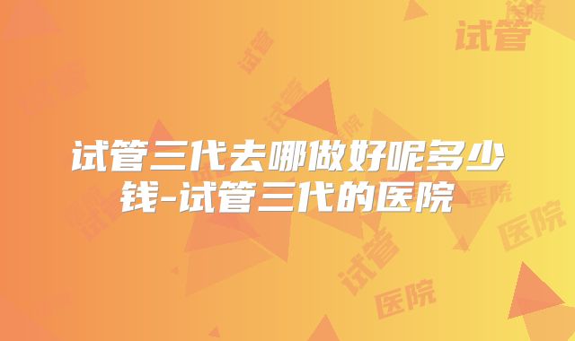 试管三代去哪做好呢多少钱-试管三代的医院