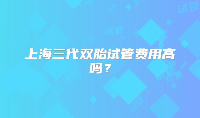 上海三代双胎试管费用高吗？