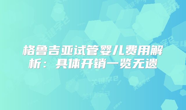 格鲁吉亚试管婴儿费用解析:具体开销一览无遗