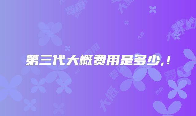 第三代大概费用是多少,!