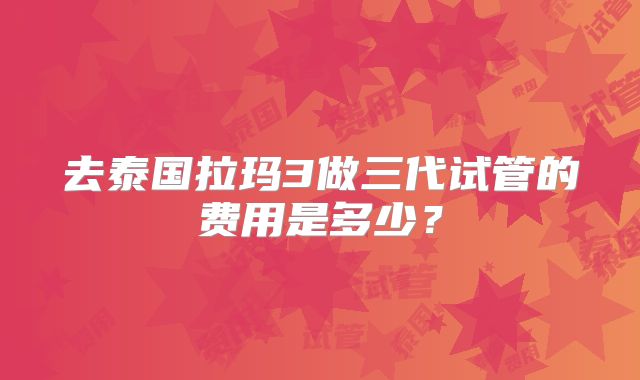 去泰国拉玛3做三代试管的费用是多少？