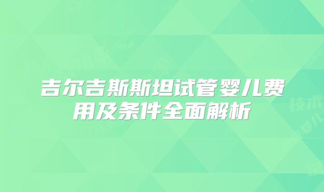 吉尔吉斯斯坦试管婴儿费用及条件全面解析