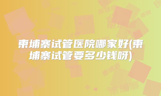 柬埔寨试管医院哪家好(柬埔寨试管要多少钱呀)