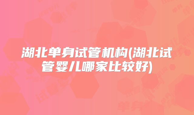 湖北单身试管机构(湖北试管婴儿哪家比较好)