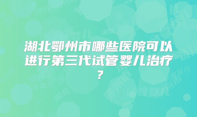 湖北鄂州市哪些医院可以进行第三代试管婴儿治疗？