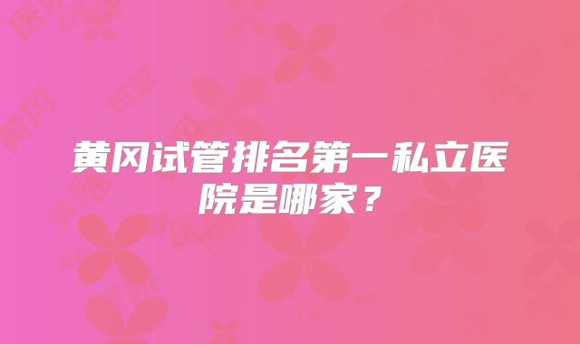 黄冈试管排名第一私立医院是哪家？