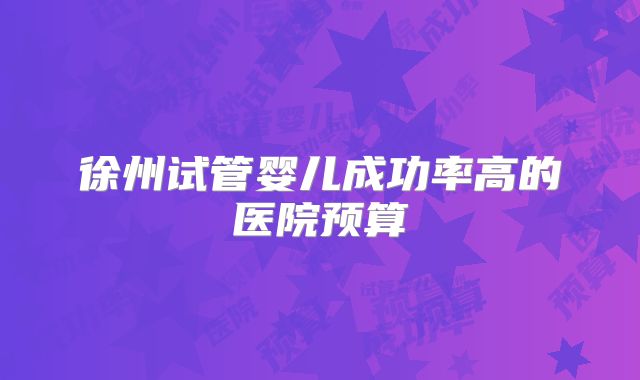 徐州试管婴儿成功率高的医院预算
