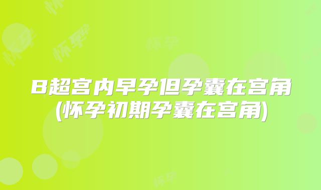 B超宫内早孕但孕囊在宫角(怀孕初期孕囊在宫角)