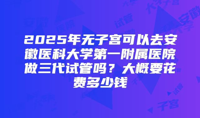 2025年无子宫可以去安徽医科大学第一附属医院做三代试管吗?大概要花费多少钱