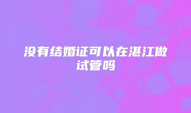没有结婚证可以在湛江做试管吗