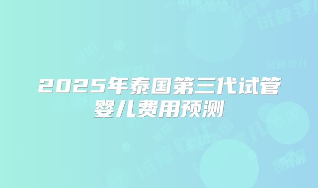 2025年泰国第三代试管婴儿费用预测