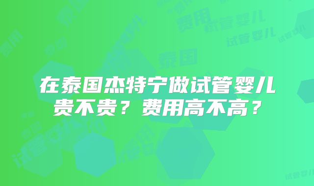 在泰国杰特宁做试管婴儿贵不贵？费用高不高？