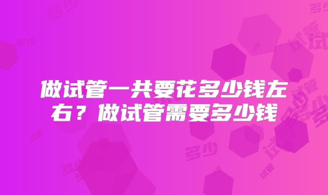 做试管一共要花多少钱左右？做试管需要多少钱