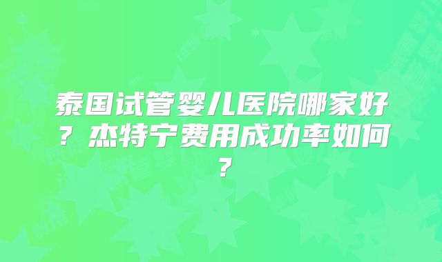 泰国试管婴儿医院哪家好？杰特宁费用成功率如何？