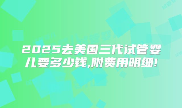 2025去美国三代试管婴儿要多少钱,附费用明细!